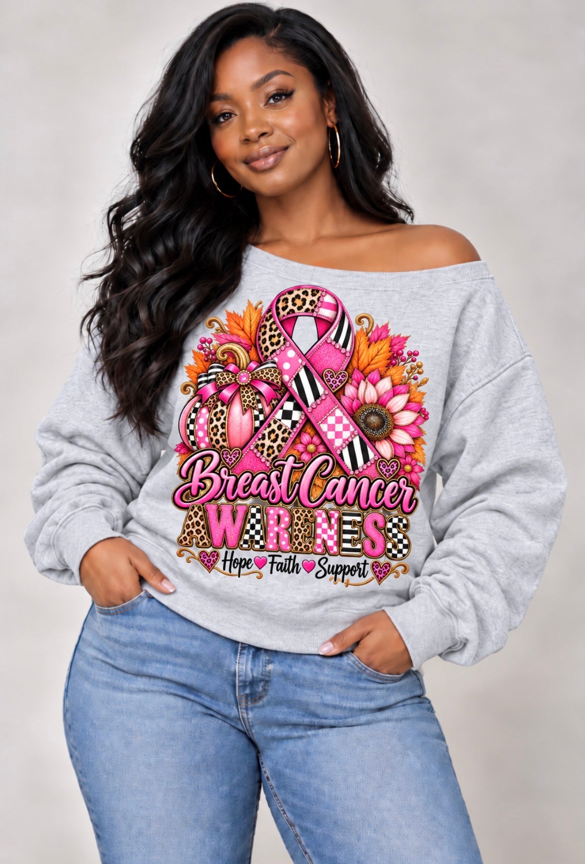 Pinktober Breast Cancer Awareness Gray Sweatshirt – Choose Your Design | Limited Edition