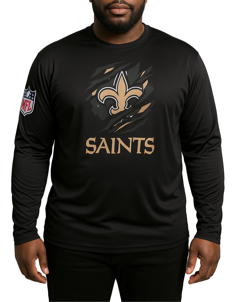 Men’s Black Long Sleeve Gold Crest Graphic Tee