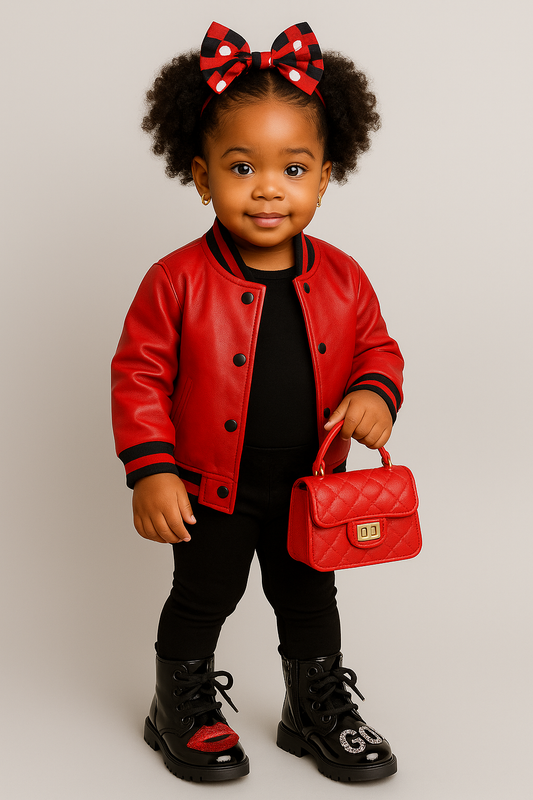 Custom Black Patent “Lips & GO!” Statement Toddler Boots – Size 10 | Glitter Patch Combat Boots