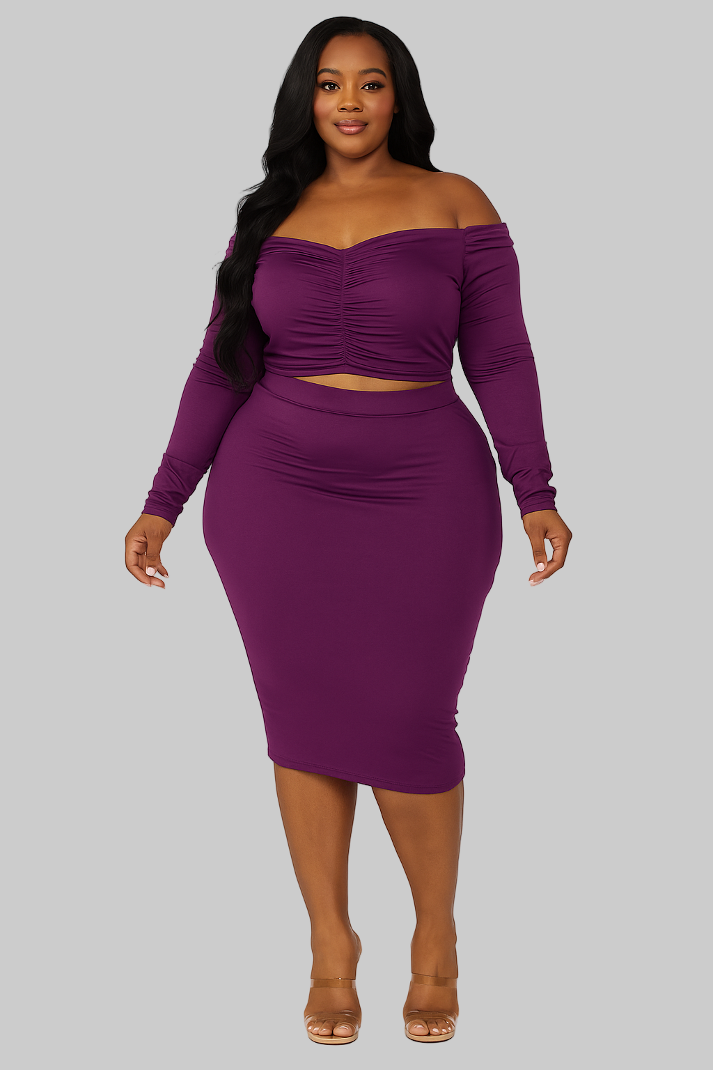 Royal Radiance Off-Shoulder Two-Piece Set