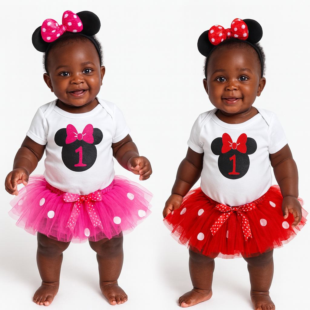 Red Minnie-Inspired First Birthday Tutu Outfit for Baby Girls