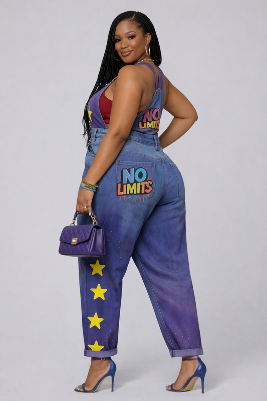“No Limits” Custom Hand-Dyed Denim Jumpsuit | Handmade Statement Overalls