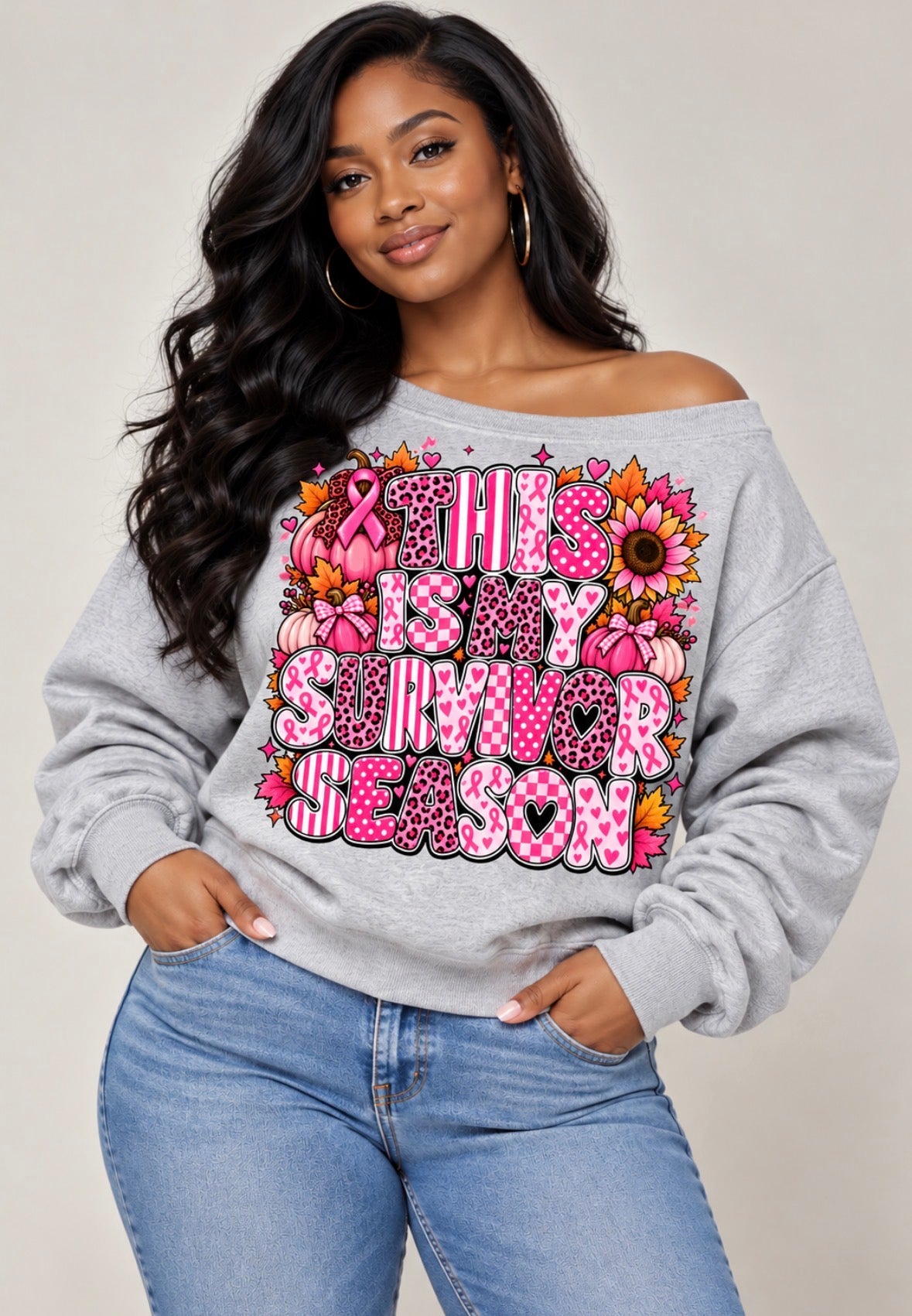 Pinktober Breast Cancer Awareness Gray Sweatshirt – Choose Your Design | Limited Edition