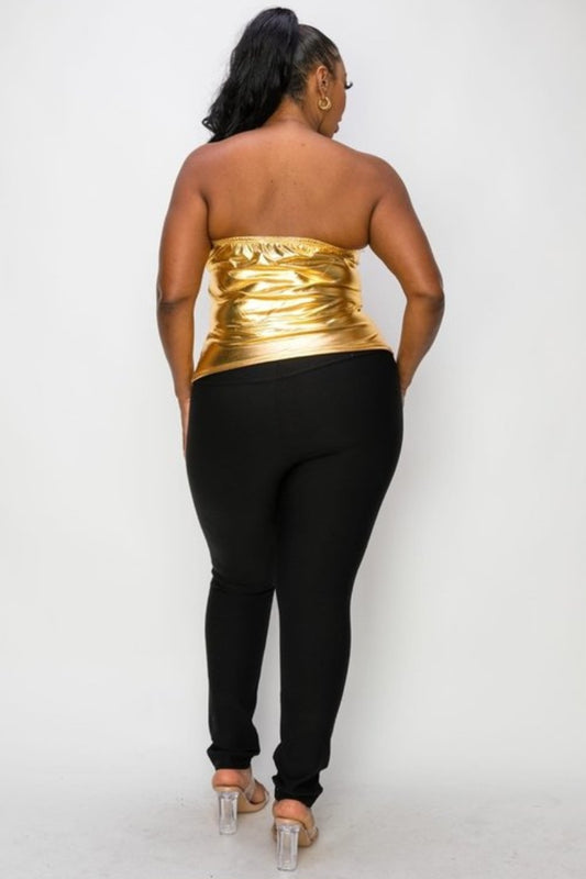 Metallic Strapless Corset Top
