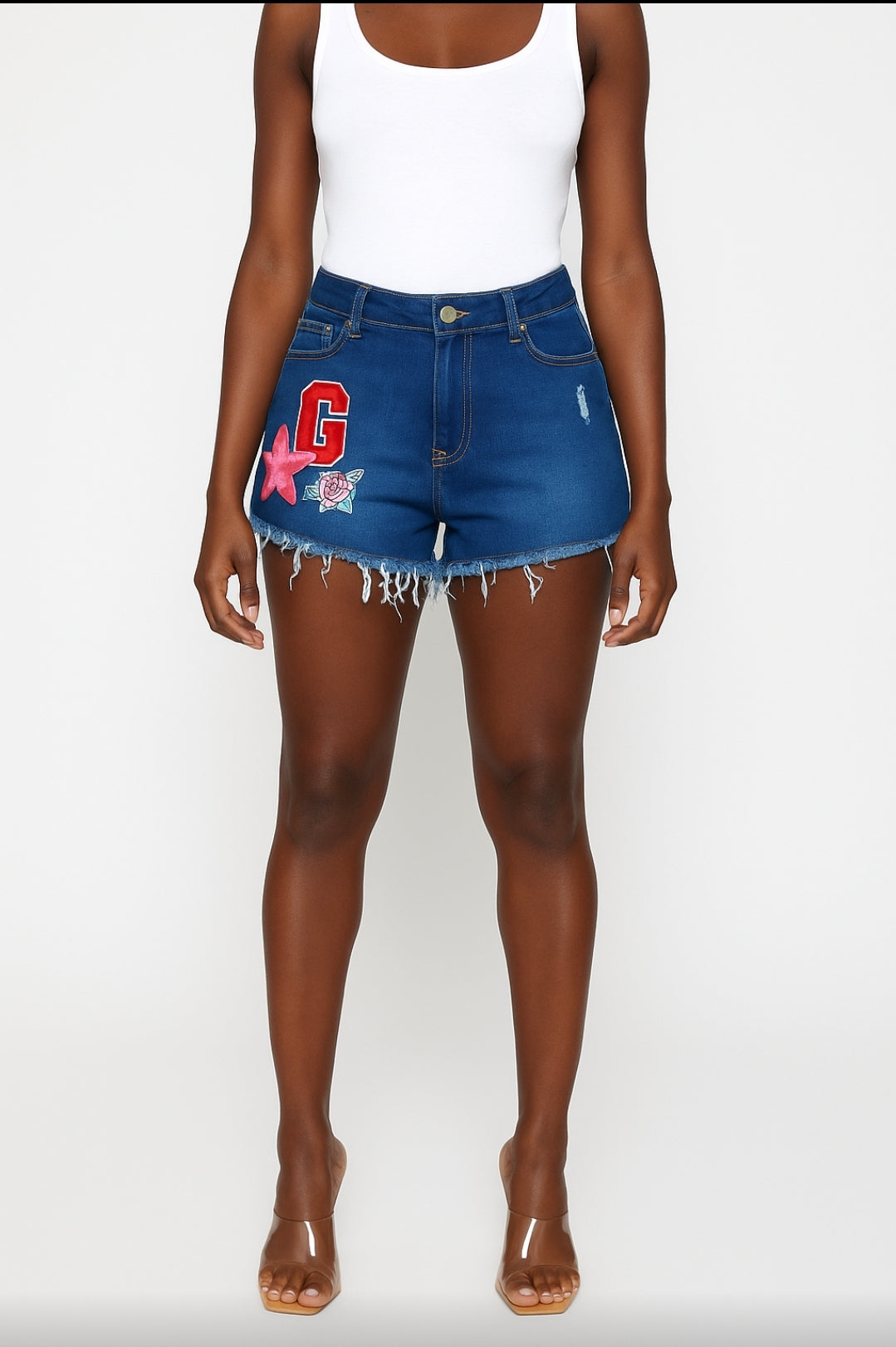 Lightweight Embroidered Denim Shorts