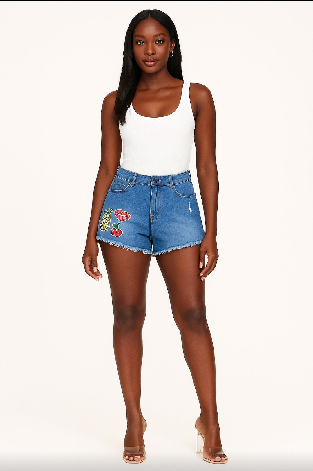 Lightweight Embroidered Denim Shorts