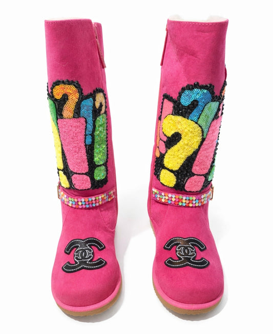 Hot Pink Pop Art Glam Boots – Custom Colorful Statement Boots