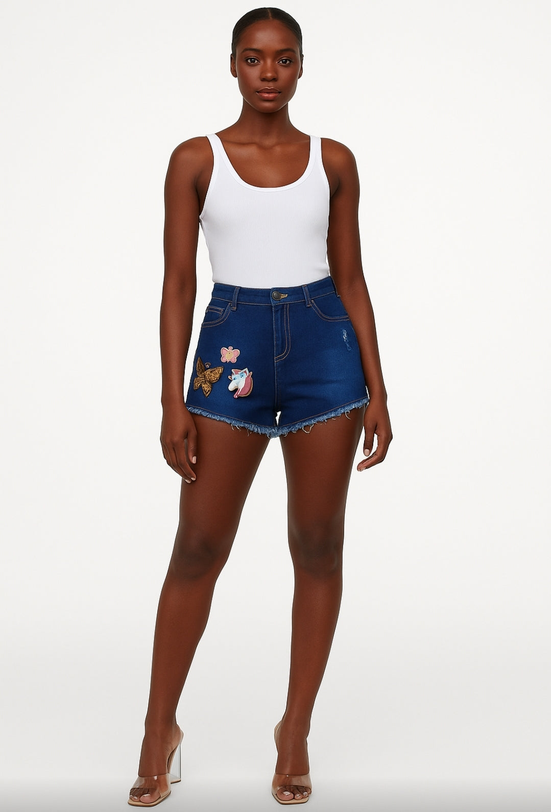 Lightweight Embroidered Denim Shorts