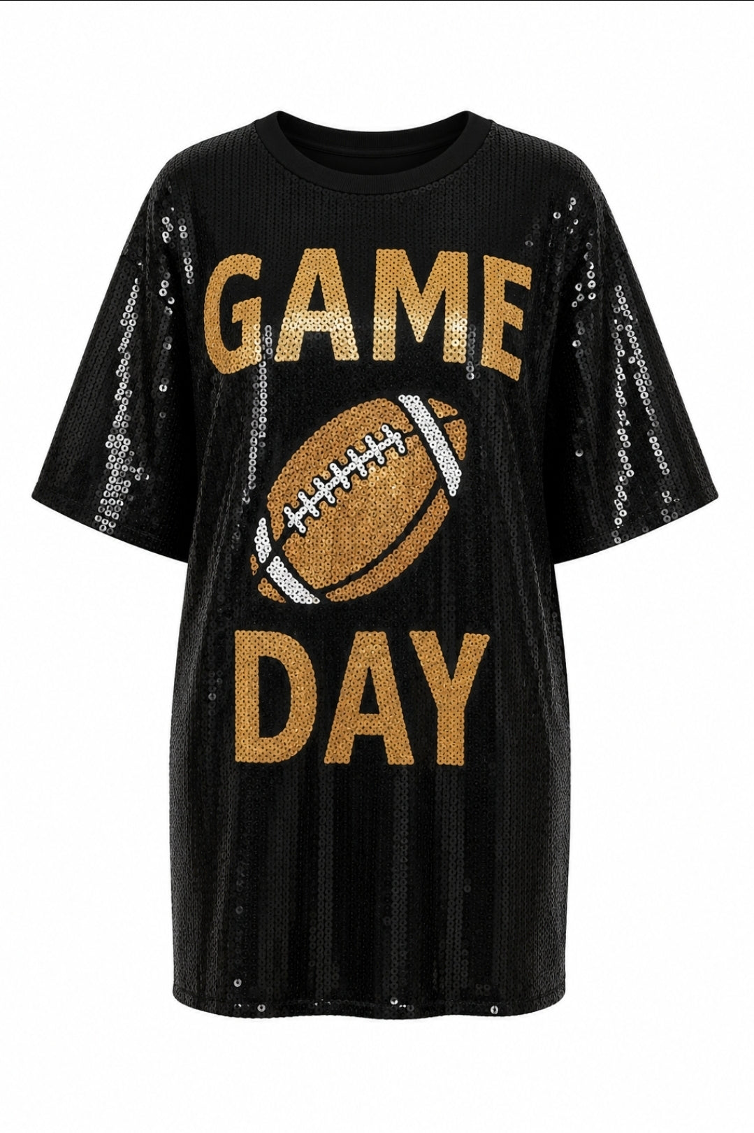 Black Sequin Game Day Football Dress
