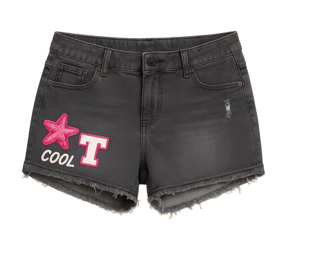 Lightweight Embroidered Denim Shorts