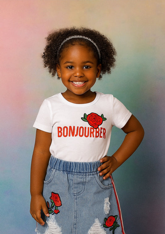 Bonjour Rose Denim Skirt Set