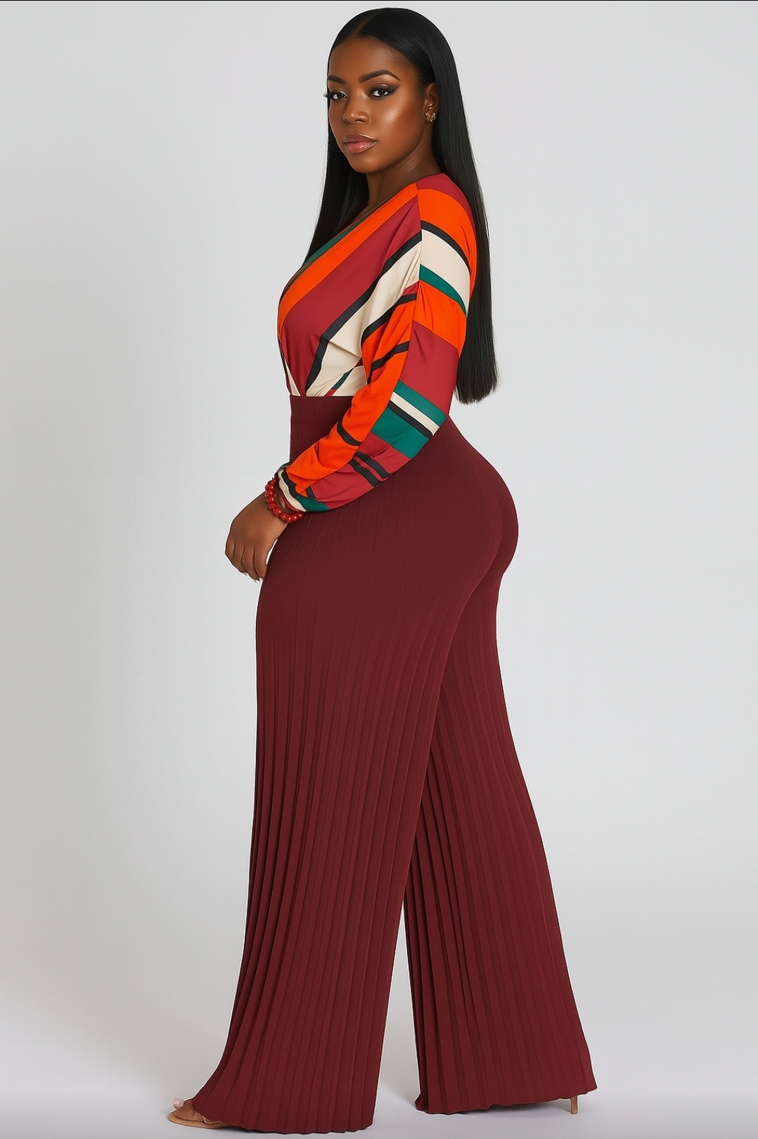 Pleated Power High-Waist Palazzo Pants