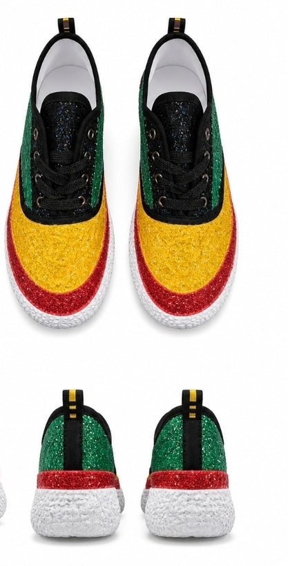 Luxe Glitter Platform Sneakers – Bold Color Statement Comfort Shoes