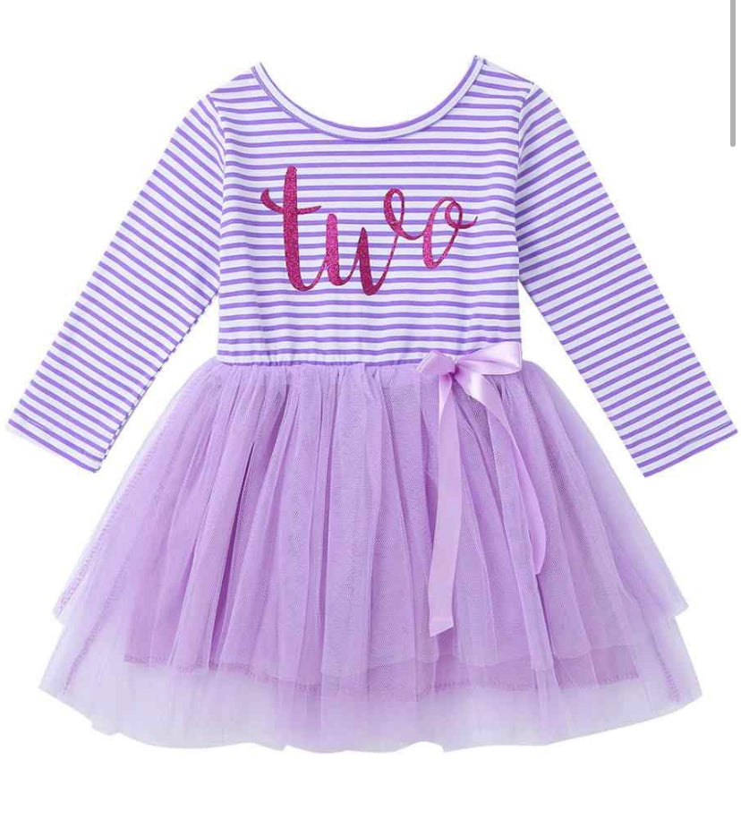 Lavender “One & Three” Birthday Tutu Dress for Toddler Girls | 1st or 3nd Birthday Outfit
