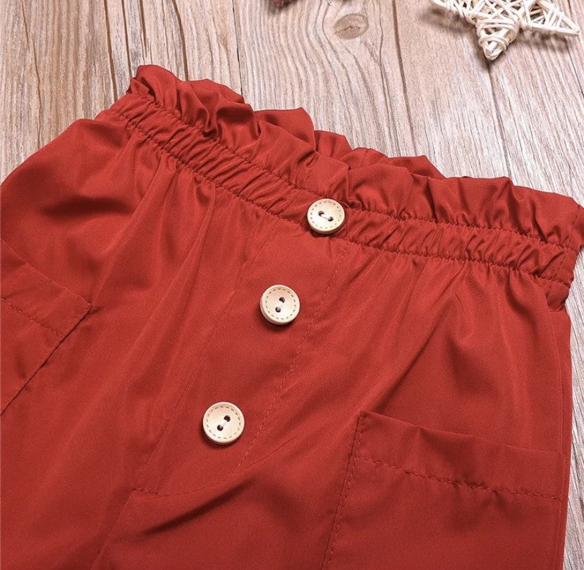 Mini Fashion Icon Set – Red Pants & Black Top Toddler Outfit