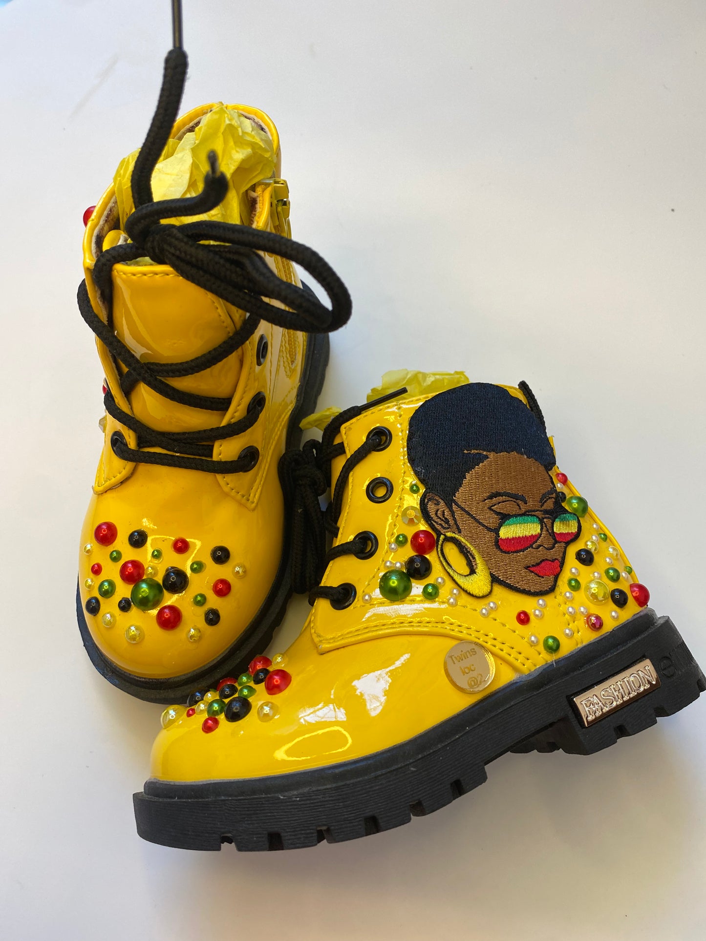 Yellow “LOVE Culture” Afro Princess Boots – Toddler Size 8