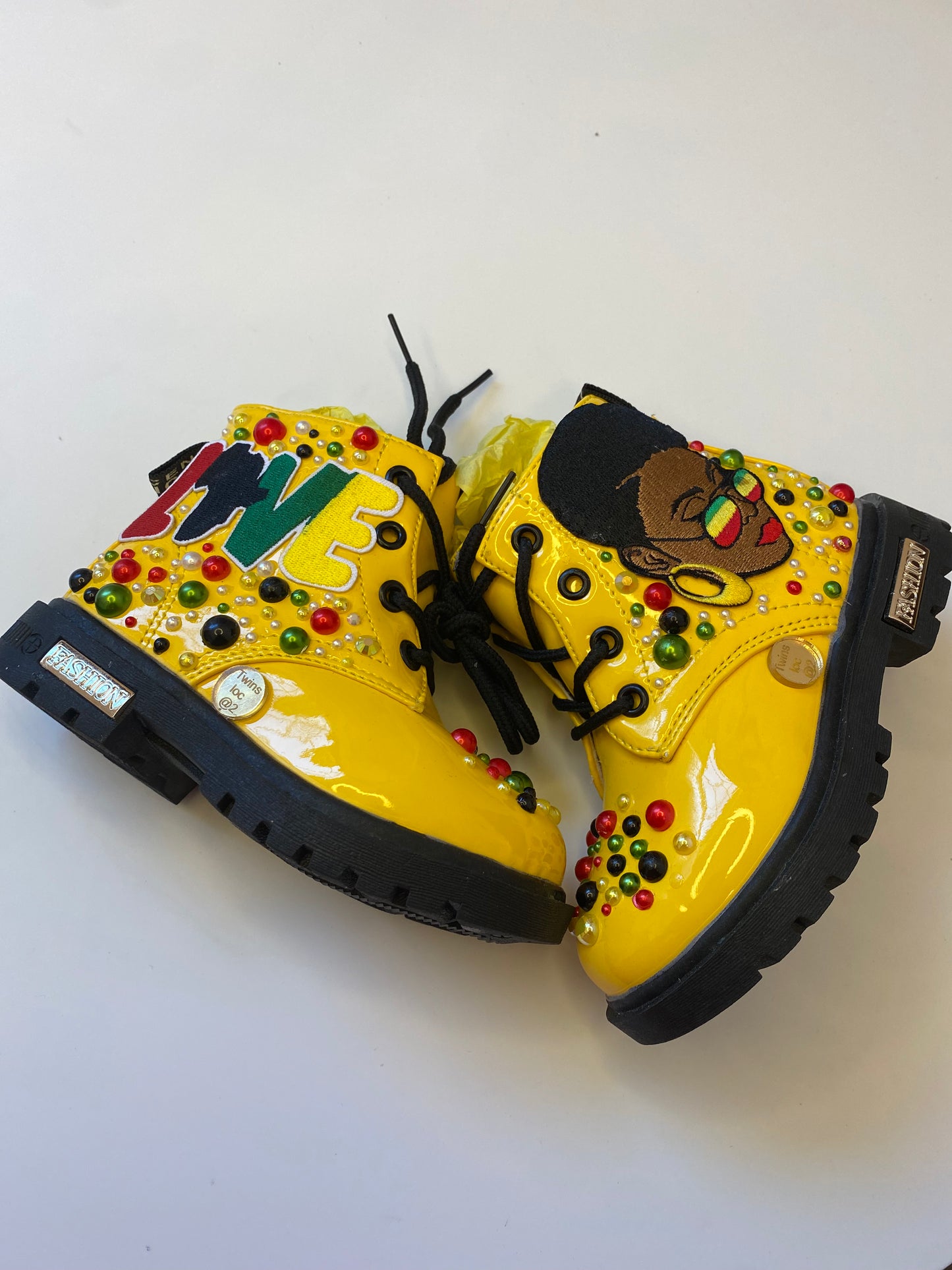 Yellow “LOVE Culture” Afro Princess Boots – Toddler Size 8