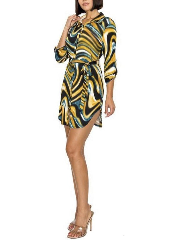 Golden Mirage Shirt Dress