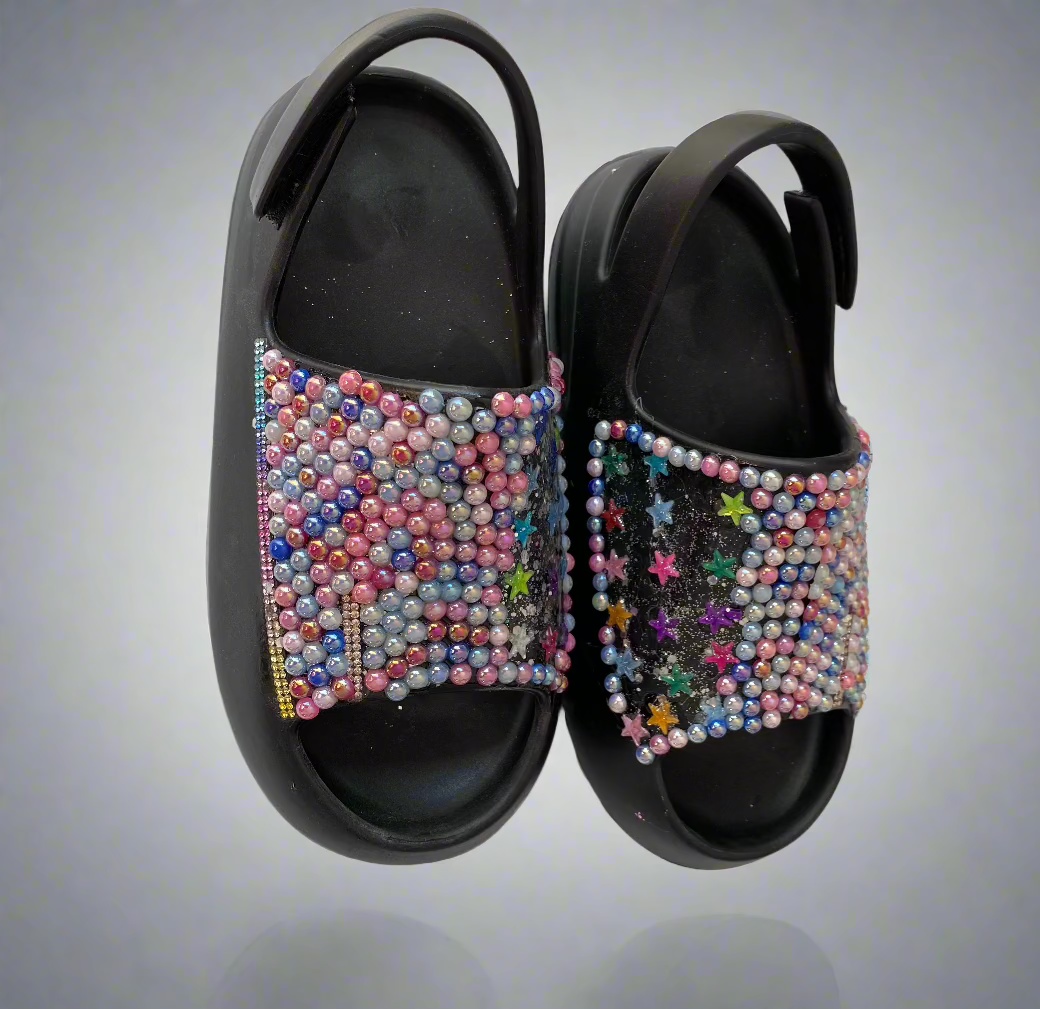 Handcrafted Starry Night Rhinestone Slingback Slides
