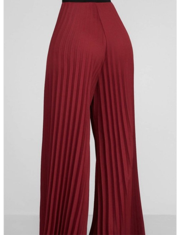 Pleated Power High-Waist Palazzo Pants
