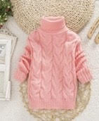 Cozy Cable Knit Turtleneck Sweater for Kids – Available in Black, Red, and Pink