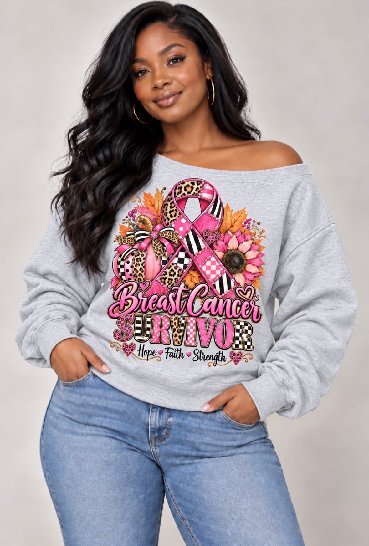 Pinktober Breast Cancer Awareness Gray Sweatshirt – Choose Your Design | Limited Edition