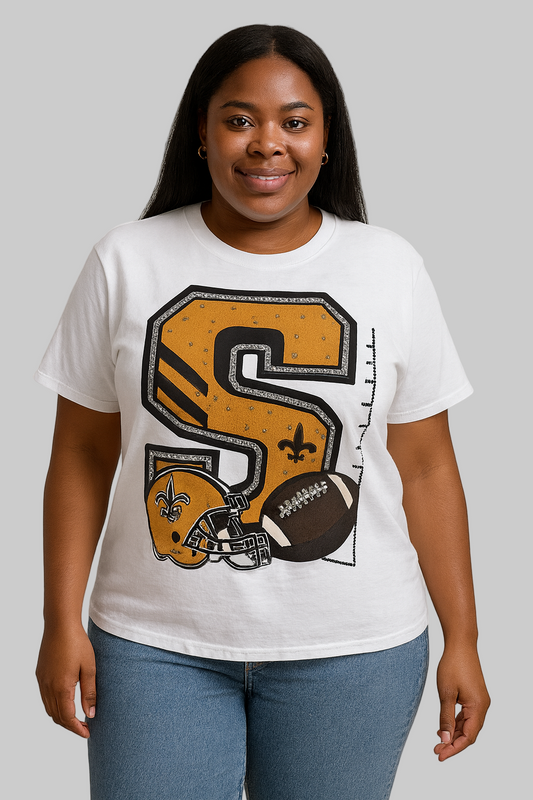Game Day Glam Saints Rhinestone Tee