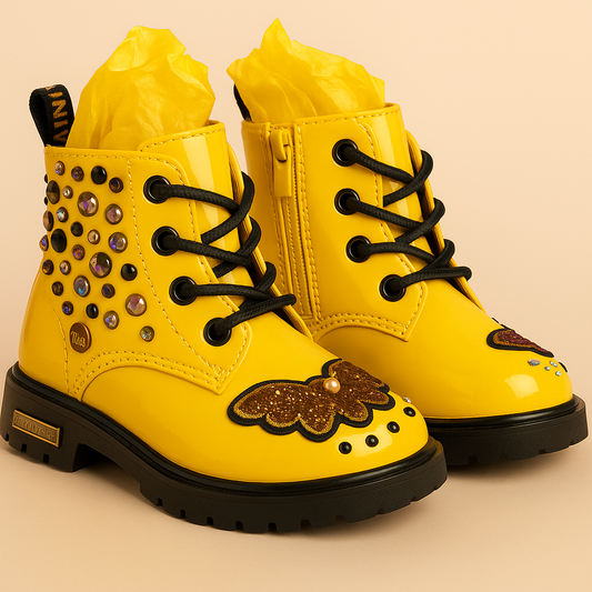 Golden Butterfly Sparkle Boots – Toddler Size 8