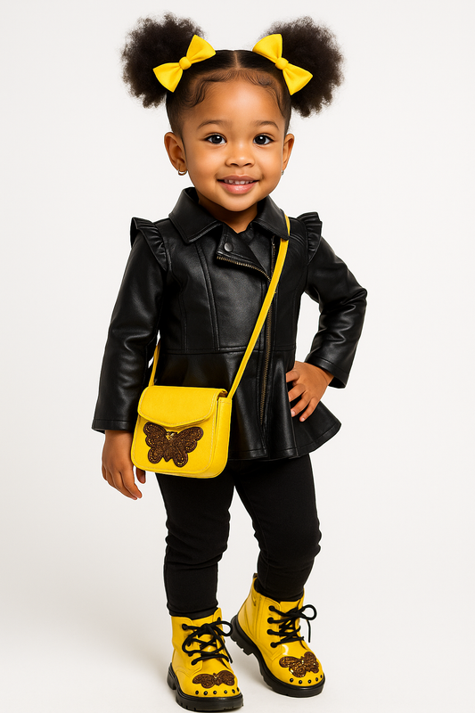 Custom Yellow “Golden Butterfly” Toddler Boots – Size 9