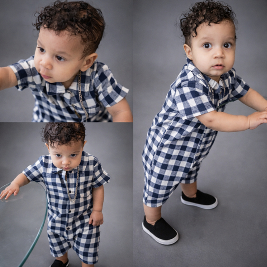 "BOYS Checkered Jumpsuit"
