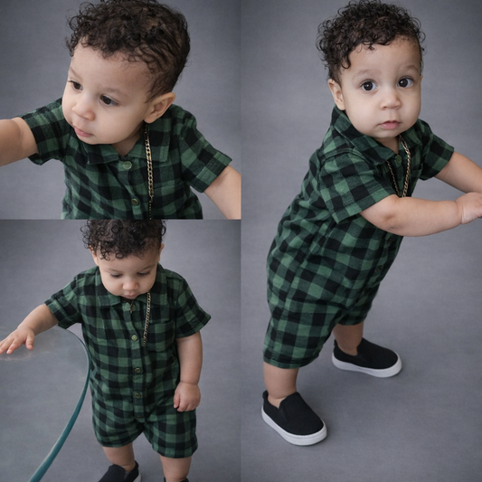 "BOYS Checkered Jumpsuit"