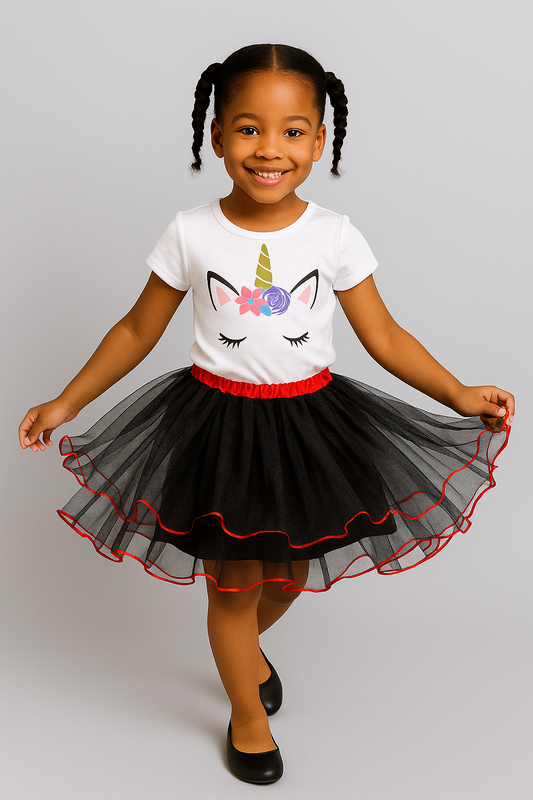 Girls Pink or Black Tutu Skirt-  Puffy Layered Tulle Twirl