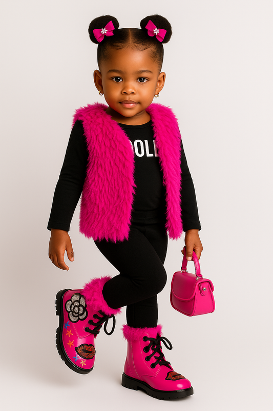 Star Kiss Glam Combat Boots – Custom One-of-a-Kind Toddler Size 10