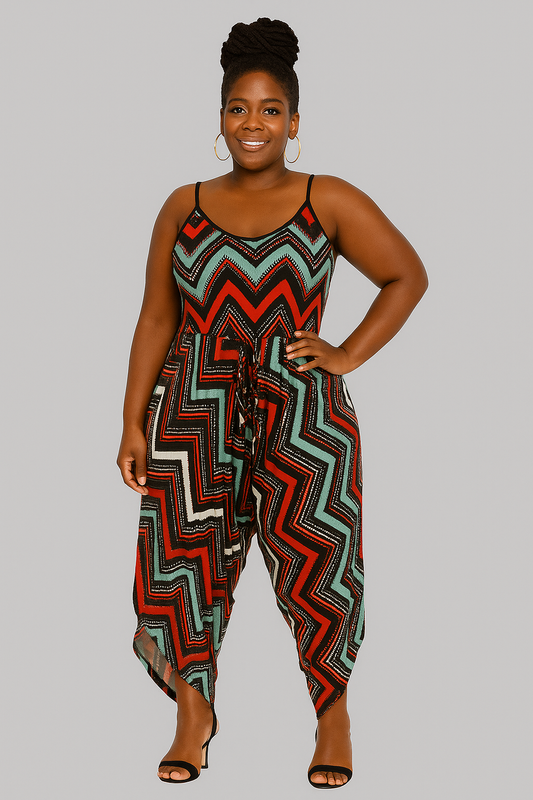 Zigzag Vibes Harem Jumpsuit – Bold, Breezy, and Beautiful