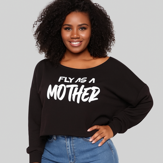 “Fly As A Mother” Black Cropped Sweatshirt