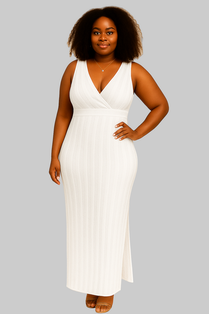 Elegant Mocha Knit Sleeveless Maxi Dress