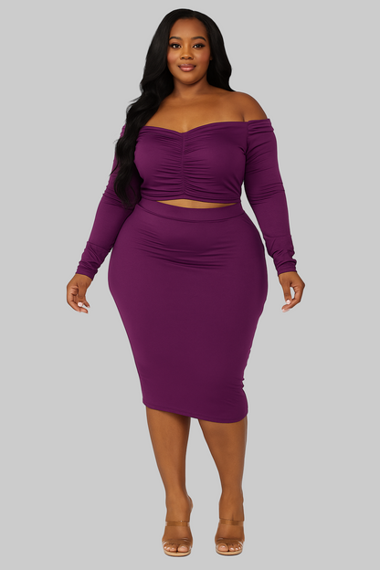 Royal Radiance Off-Shoulder Two-Piece Set