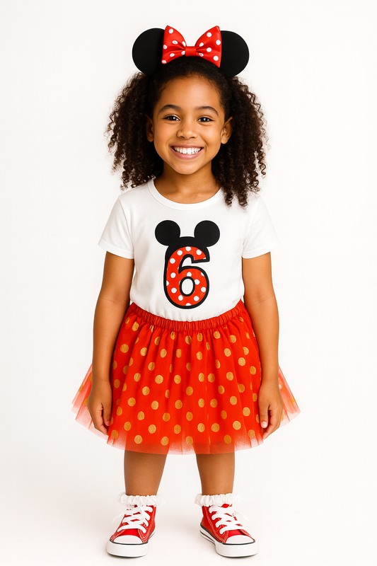 Minnie-Inspired 6th Birthday Tutu Outfit for Girls
