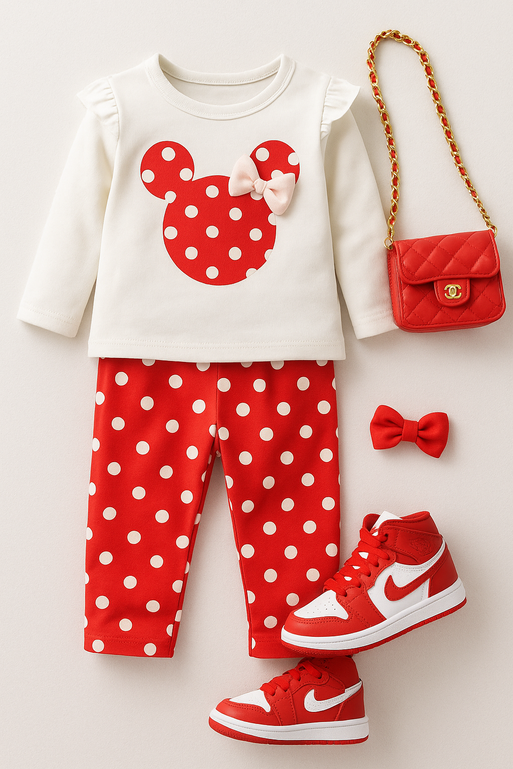 Polka Dot Princess Outfit – Navy & White 2-Piece Set