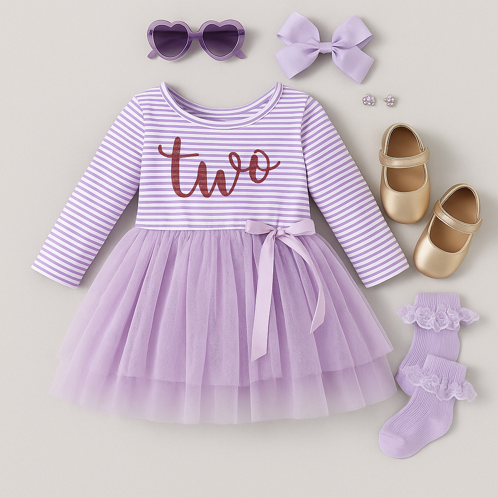 Lavender “One & Three” Birthday Tutu Dress for Toddler Girls | 1st or 3nd Birthday Outfit