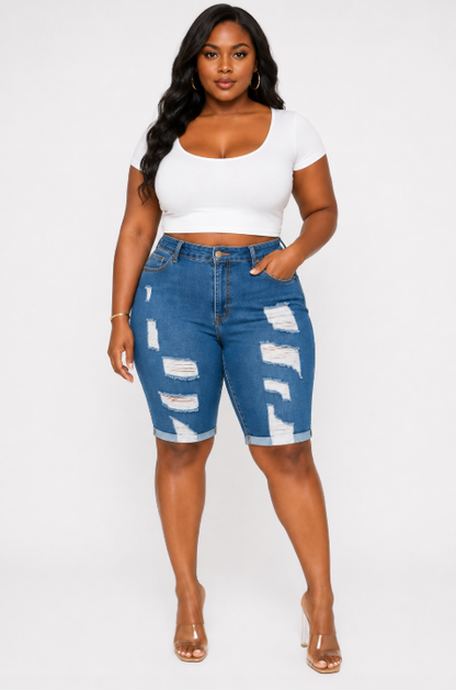 Denim Island rugged jean shorts