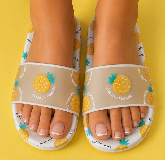 Sweet Crush Fruit Slides Yellow– Playful Summer Statement Sandals