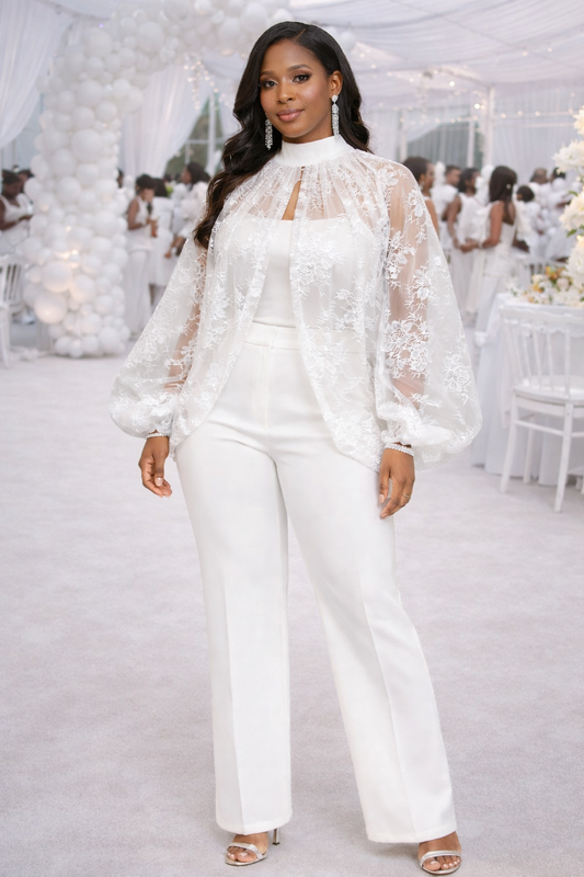Lace Whisper" Sheer Balloon Sleeve Kimono Top