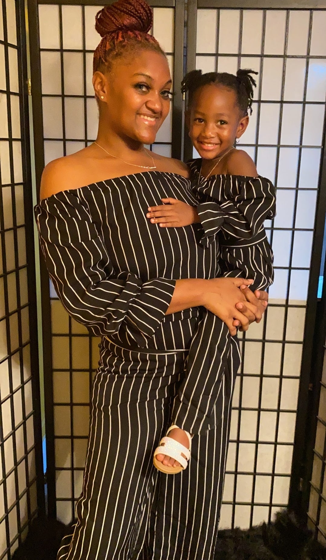 Kids Black & White Striped Off-Shoulder Jumpsuit – Twinslocedattwo