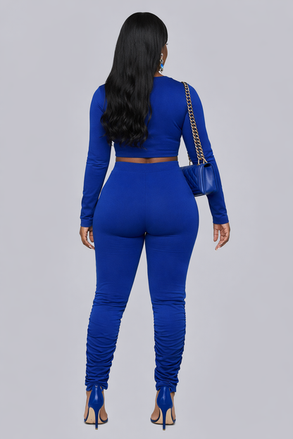 Royal Blue & Gold Embellished Two-Piece Jogger Set