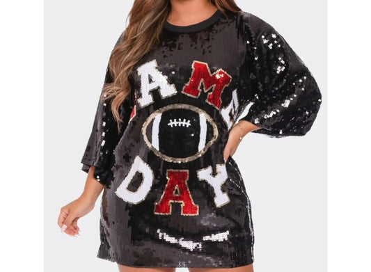 Game day sequence letter dress with colored lettering