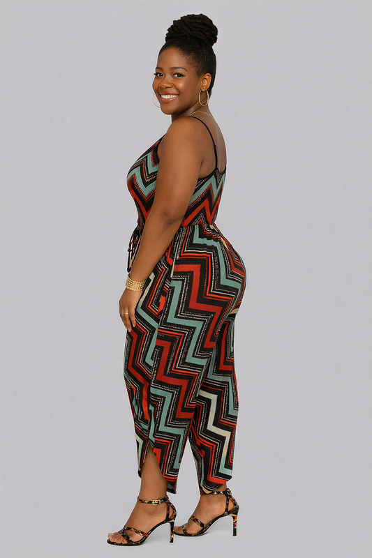 Zigzag Vibes Harem Jumpsuit – Bold, Breezy, and Beautiful