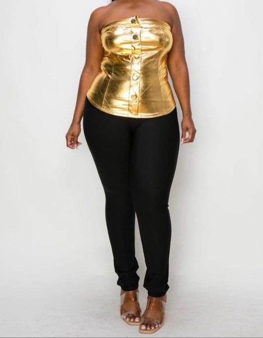 Metallic Strapless Corset Top