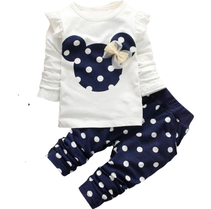 Polka Dot Princess Outfit – Navy & White 2-Piece Set