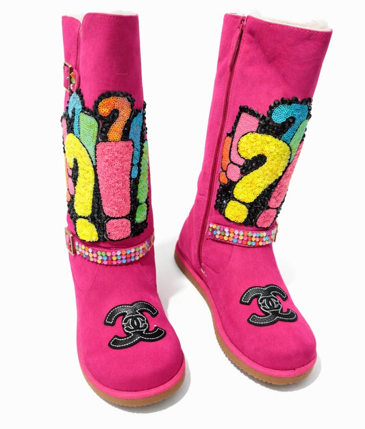 Hot Pink Pop Art Glam Boots – Custom Colorful Statement Boots
